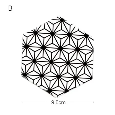 DUNXDECO настольная подставка для кофейной чашки подставки шестигранные керамические пробковые подставки Европейский белый черный геометрический художественный декор стола - Цвет: B