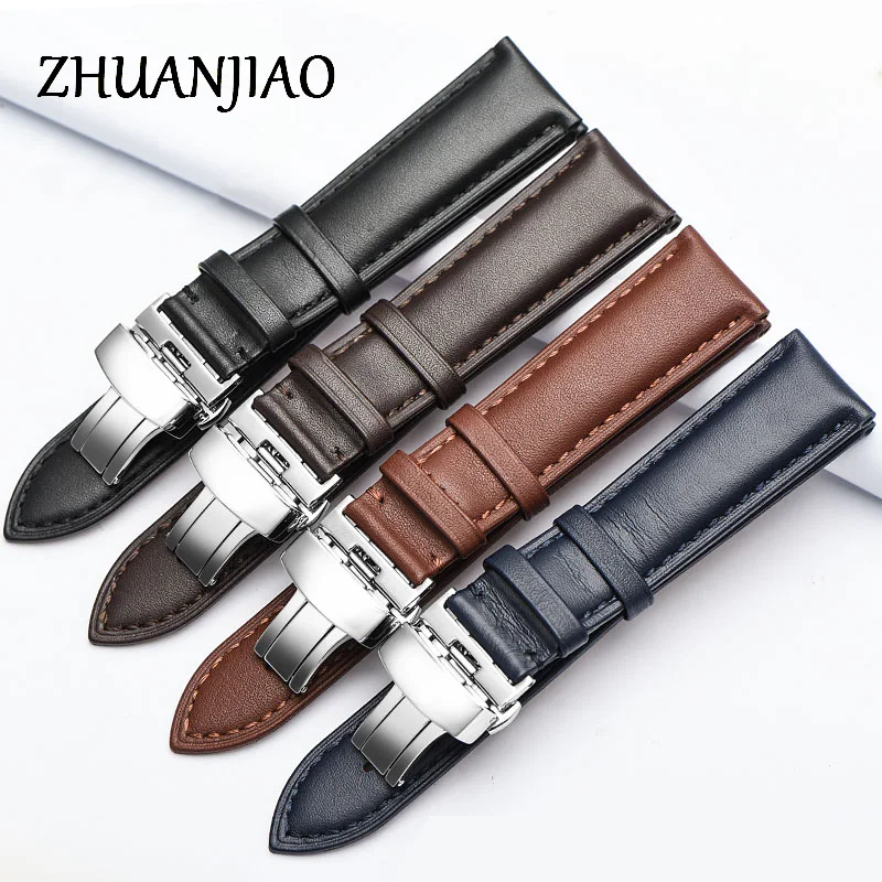 

Brand New Universal Genuine Cowhide Bracelet Watchband Fashion 18 20 22mm Waterproof Leather Strap Wristbands Accessories