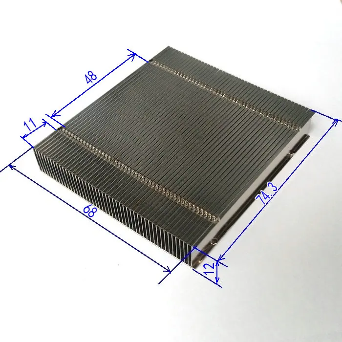 Полностью алюминиевый плавник для тепловая труба трубопровод плавники никелированные 74,3*68*12 мм излучающие плавники могут сварить плоские тепловые трубы