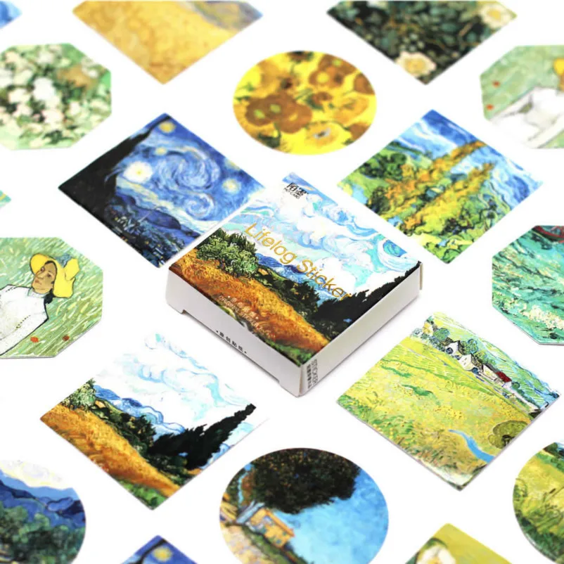 

45pcs/pack Kawaii Stationery Stickers van gogh pattern scrapbooking planner Posted It journal School Supplies papelaria