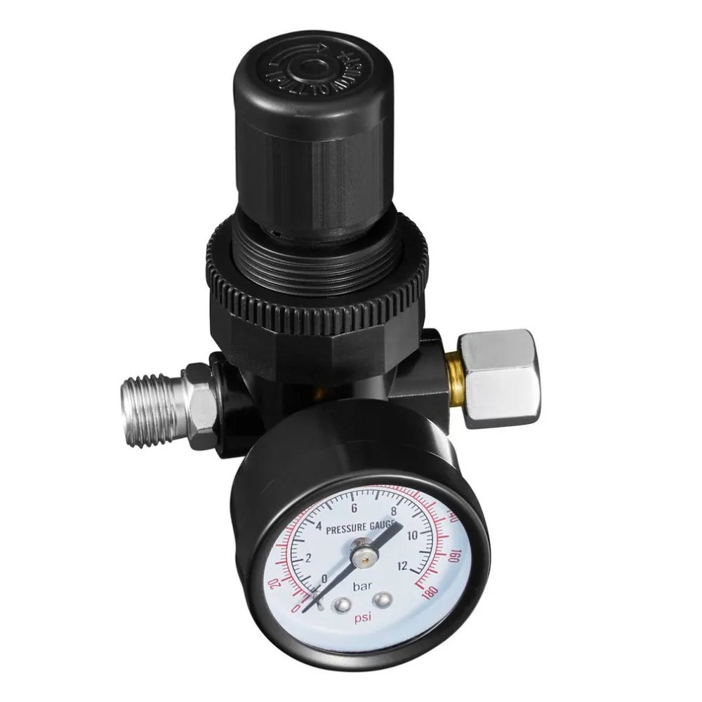 Mini 1/4 Thread 180PSI/12Bar Air Pressure Reducing Regulator Air Source Treatment Unit With Pressure Gauge Easy Installation