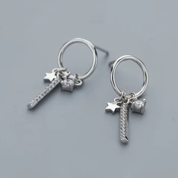 

Factory Direct Sale S925 Tremella Female Han Edition Four Five-star Club Eardrop Circle Silver Jewellery Undertakes