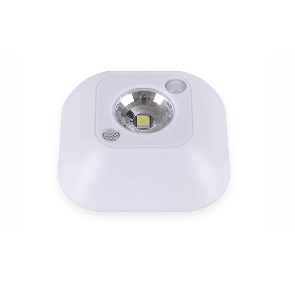 Ночной светильник с датчиком движения PIR на батарейках, Интеллектуальный светодиодный ночник с датчиком движения для шкафа, ящика, спальни - Испускаемый цвет: White Light