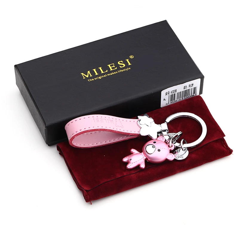 Milesi, автомобильный брелок, подвески, подвеска для автомобильного ключа, форма медведя, для влюбленных, декоративный брелок, креативный подарок для пары k0208
