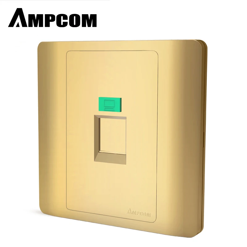

AMPCOM Faceplate Wallplate Face plate 1-Port 2-Port Networking Telephone Socket Outlet Mount Panel RJ45 RJ12 RJ11-Gold