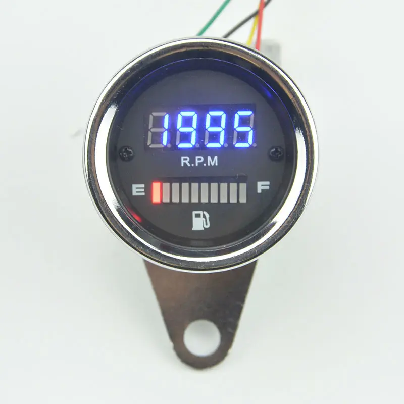

Universal 2 In 1 Motorcycle LED Digital Speedometer Tachometer speed Fuel Lever Gauge rpm free shipping