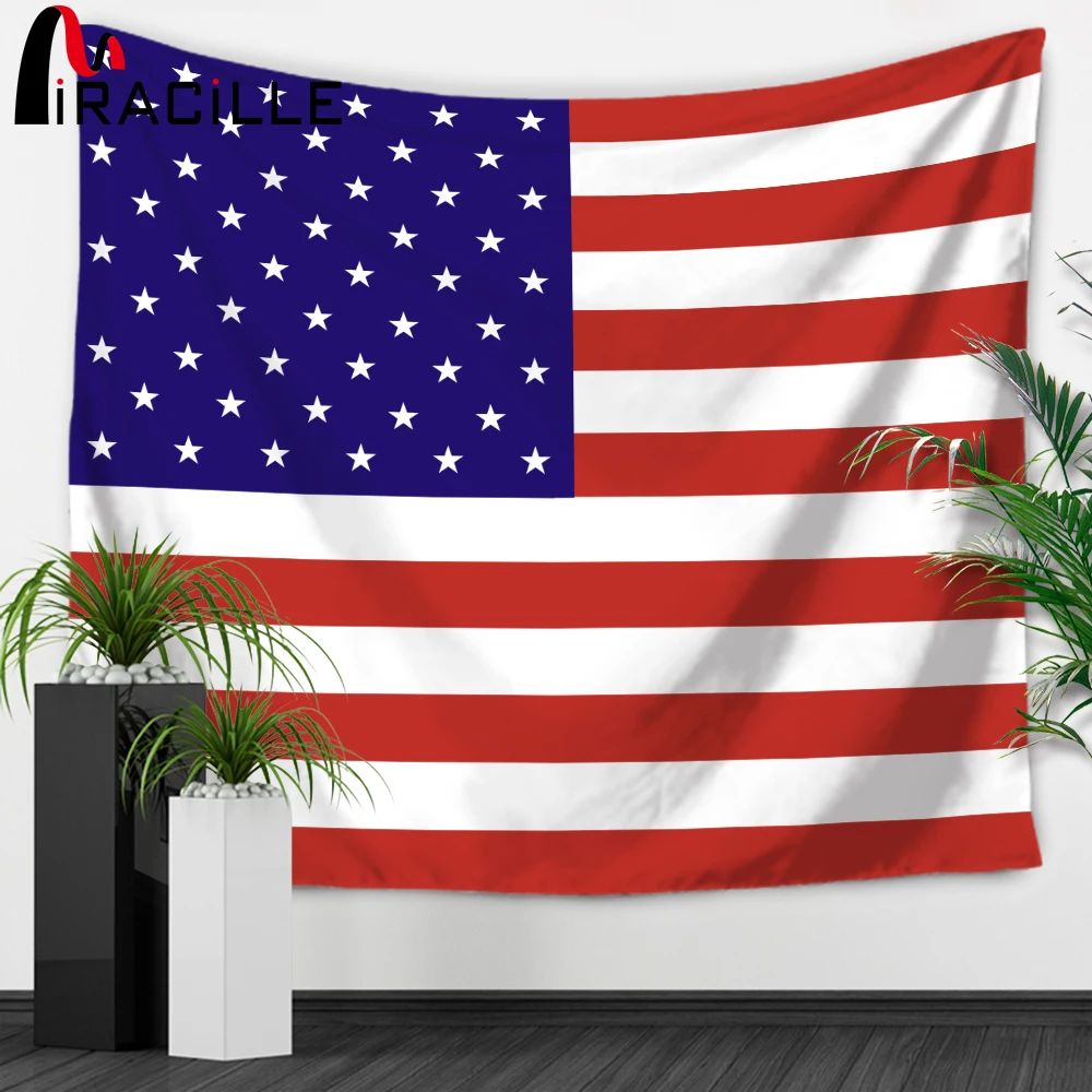 Pаспродажа Miracille звезды и полосы Флаг США Гобелены стене висит страна символ стены Книги по искусству висит гобелены bedspreas общежития Гобелены