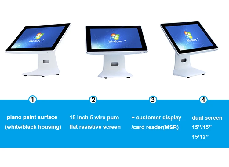Ресторан емкостный сенсорный экран 15 дюймов двойной экран кассовый аппарат pos все в одном терминале