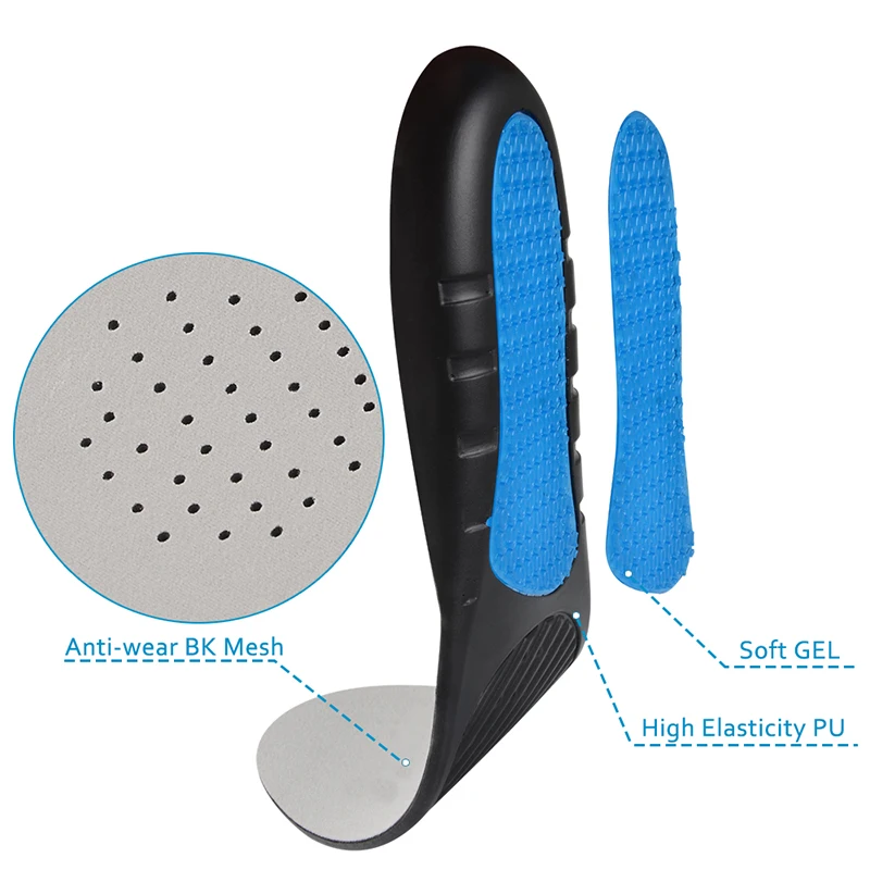 Soumit PU Foam Breathable Insole Shock Absorption Sweat-absorbent Sport Hiking Running Shoes Insoles Footbeds for Men