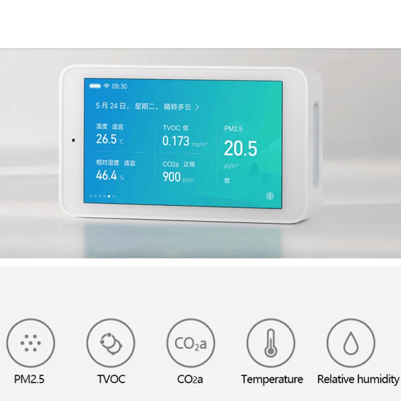 

Mijia Air Detector High-Precision Sensing 3.97Inch Touchscreen USB Interface Remote Monitoring PM2.5 CO2a Humidity Sensor