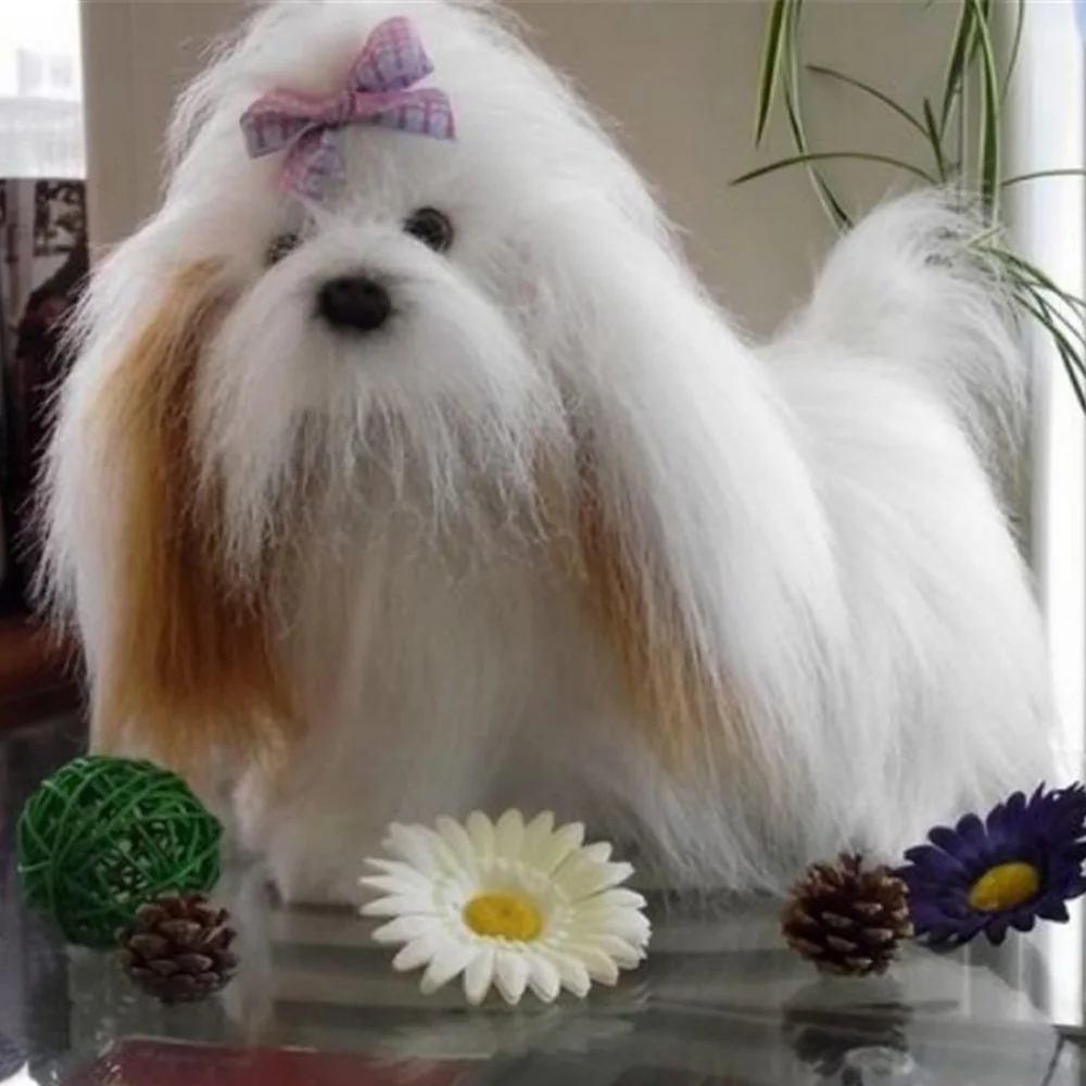 Fancytrader Plush Stuffed Shih Tzu Toys Big White Long Fluffy Dogs Doll 1