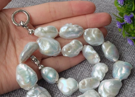 

FREE SHIPPING>>> HOT3655 Natural White Reborn Keshi pearls necklace
