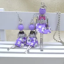 2017 nueva joyería étnica dressdoll pedante collar y aretes de moda de la muñeca dulce romántico clásico collar y aretes
