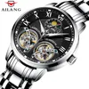 AILANG Double Tourbillon suisse montres Original hommes automatique montre auto-vent hommes mécanique montre-bracelet en cuir affaires ► Photo 2/6