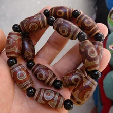 Старый дзи Тибетский Классический Таинственный браслет с Бусиной Дзи 7 шт. Diz бусины красного цвета 23 мм* 14 мм