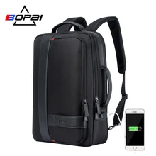 BOPAI, брендовый рюкзак для увеличения, USB, внешняя зарядка, 15,6 дюймов, рюкзак для ноутбука, плечи, мужской, Противоугонный, водонепроницаемый, рюкзак для путешествий