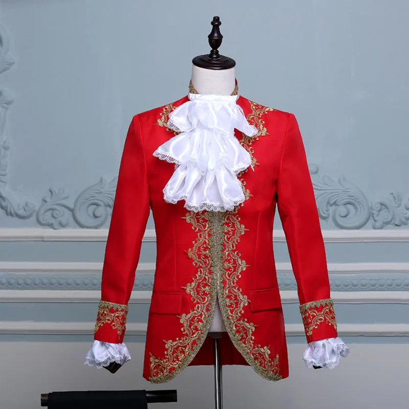 Виктория военный король принц Свадебный костюм для взрослых мужчин фестиваль куртка кружева жабо галстук топ брюки Блейзер Пальто Костюм Хэллоуин