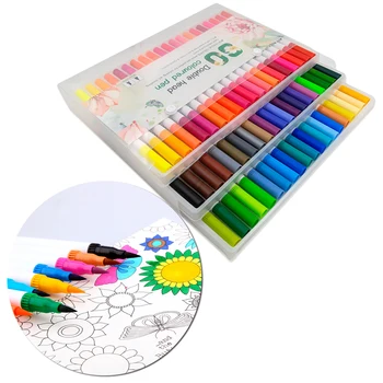 

60 Colors Dual-Tip Washable Painting Marker Pens Colorful Watercolor Marker Drawing Pens Brush Painting Coloring Toy