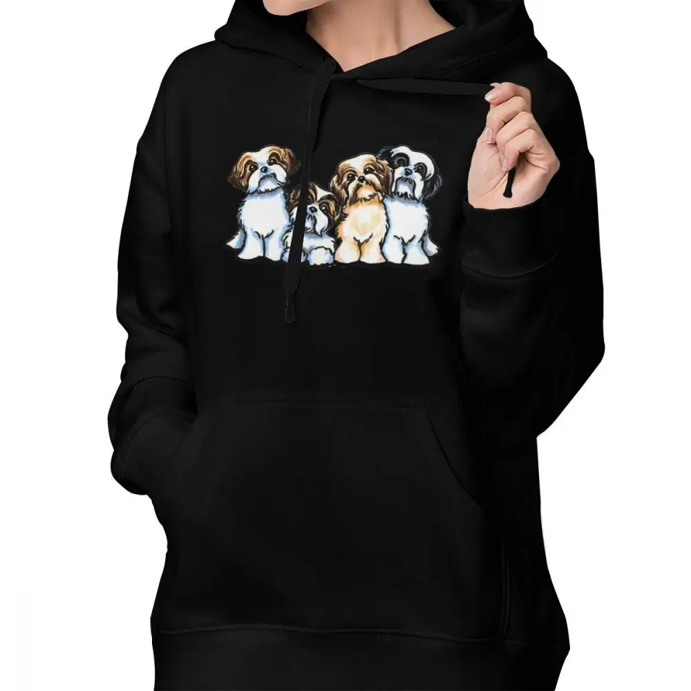 Shih Tzu собака толстовка четыре Ши тцу толстовки с длинным рукавом черные толстовки женские хлопковые графическая уличная одежда трендовый пуловер Толстовка