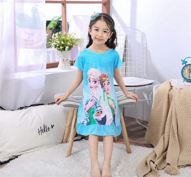 Милое летнее платье-Пижама для девочек, новая детская Домашняя одежда, ночная рубашка принцессы, ночная рубашка с короткими рукавами и рисунком для девочек - Цвет: Style 6