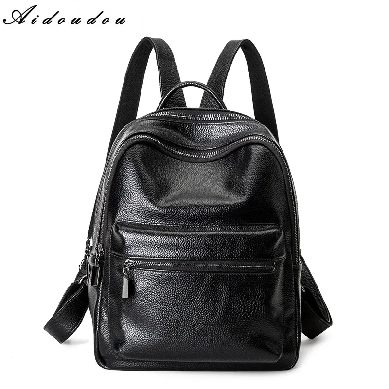 

AIDOUDOU Brand Backpacks High Quality Schoolbag New Arrive Split Leather Women Bag Preppy Style Mochila For Girl And Boy Travel
