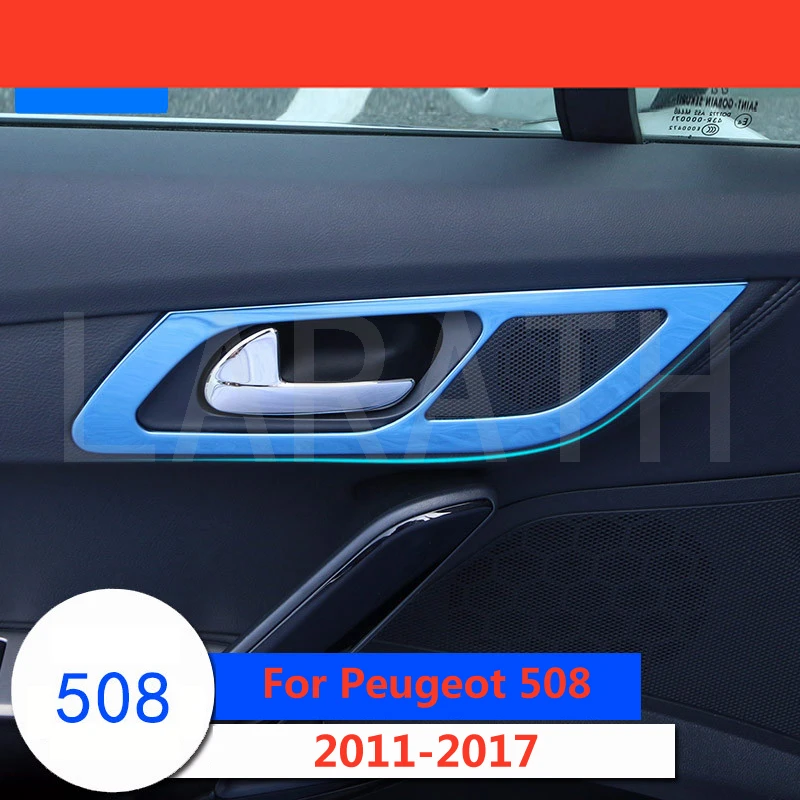 Для peugeot 508 2011- Interiol дверная ручка Крышка отделка межкомнатные двери Окно лифт переключатель крышка автомобильные аксессуары 4 шт