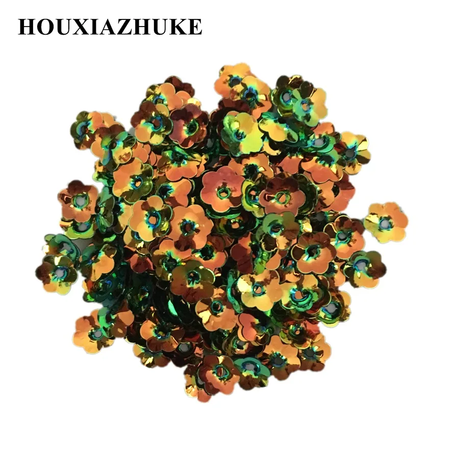 

10 mm shining colors loose 6 petals cup flowers sequin with hole 600 pcs per lot for bridal dress decorations