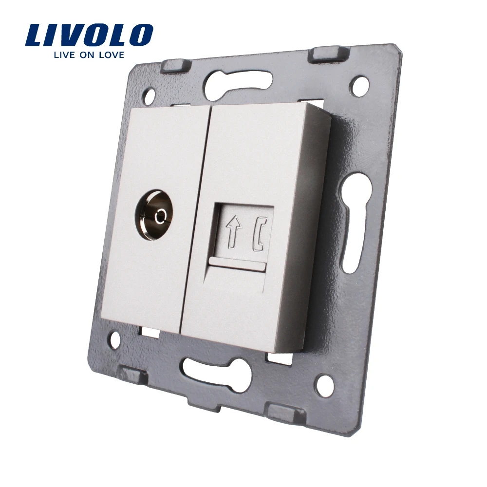 

Manufacture Livolo, DIY part, 2 Gangs Wall Tv and Tel Socket / Outlet ,Without Plug adapter