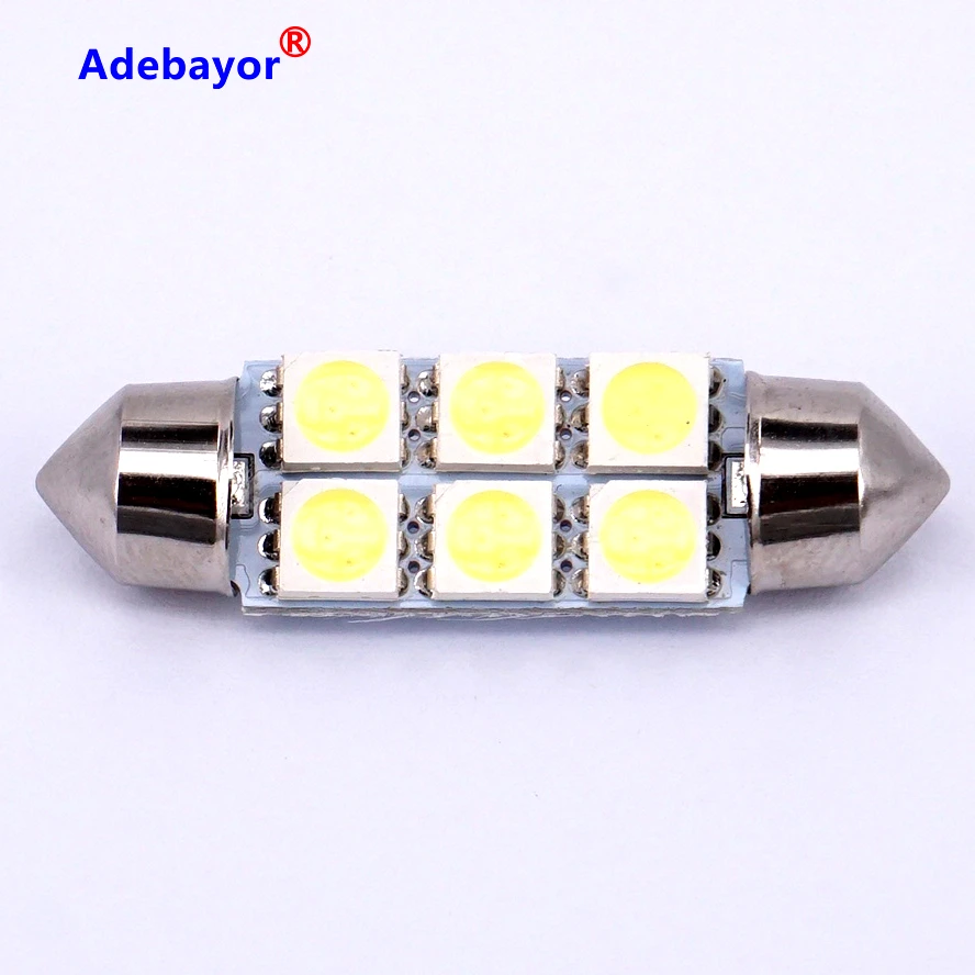 100X pcs Auto Car Festoon LED Dome 39mm 5050 6 SMD DC 12V Interior Light LED Bulbs Roof Car
