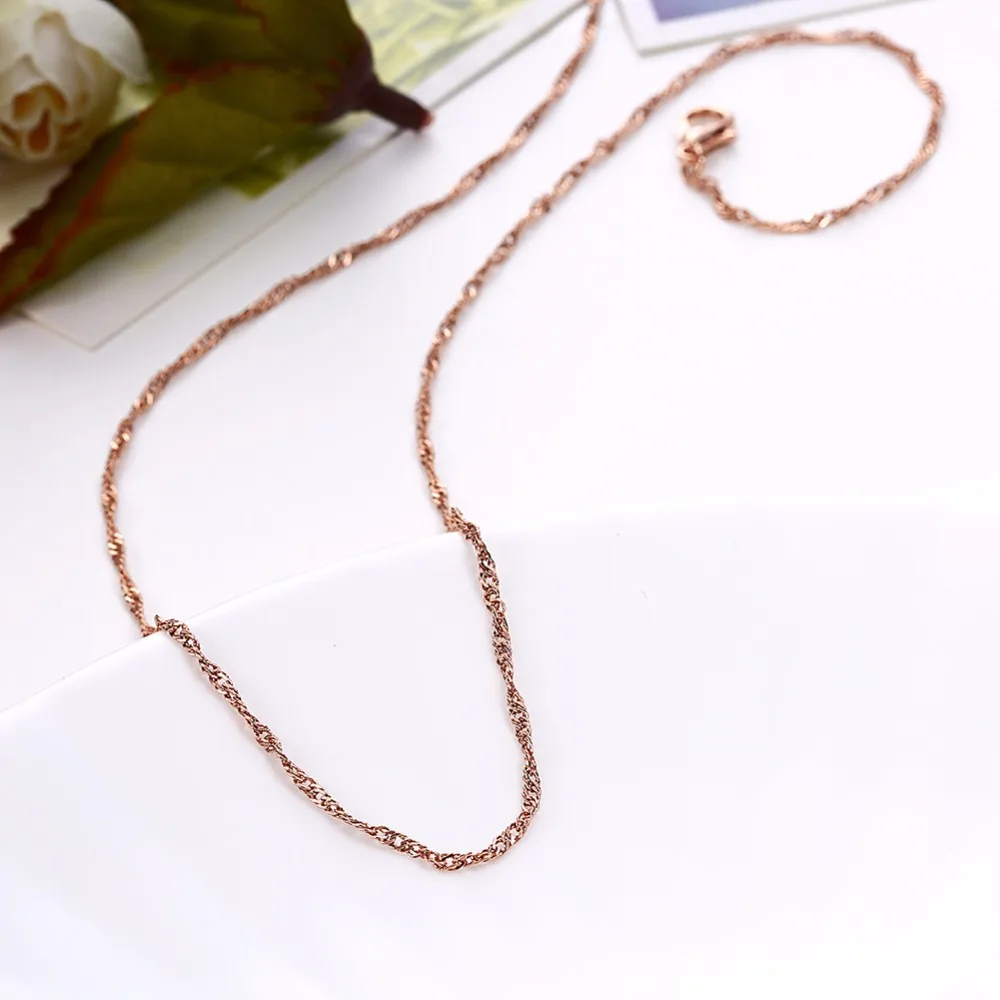

GNIMEGIL 5PCS/LOT Top Quality Water Wave Singapore Necklace Chain Rose Gold Color Chains For Women Female Jewelry accessories