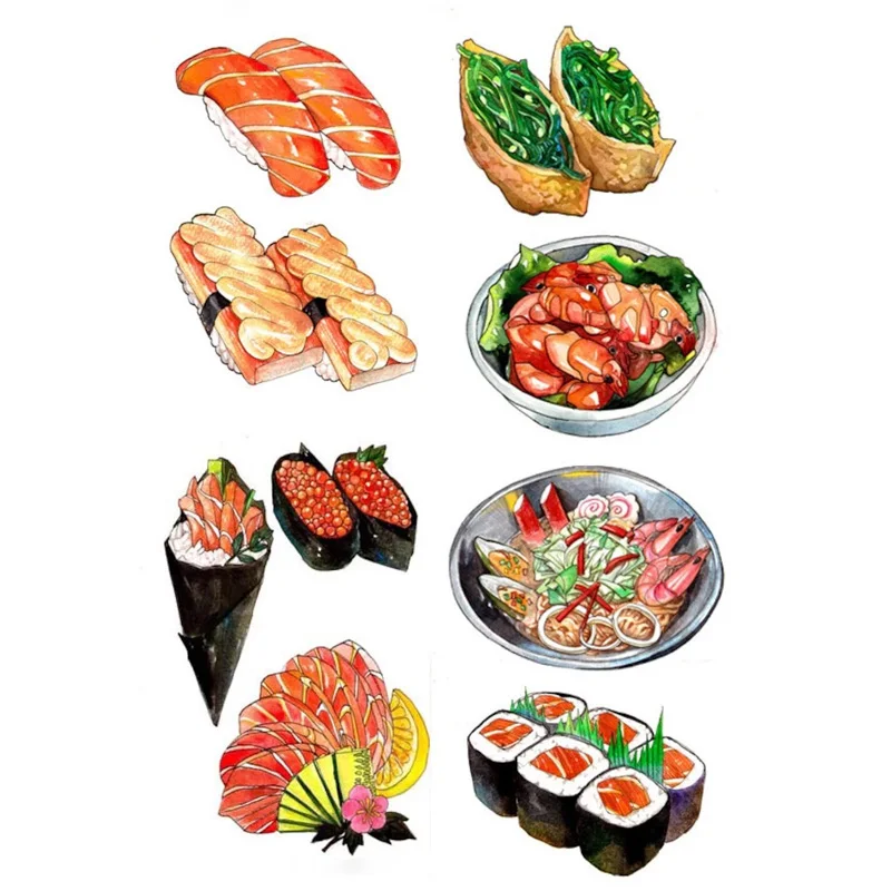 

2 pcs/lot Japanese Sushi Uncut Sticker Kawaii Stationery Cute Post It Sticky Notes Planner Stickers School Office Decor