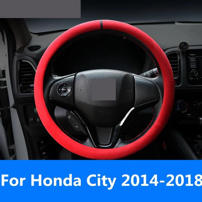 Для Honda City 2014-2018 флисовые чехлы на руль мягкая кожаная оплетка автомобиля