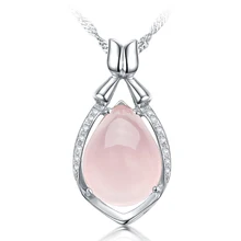 Luxury Girls Lady’s gem Luxury Natural gem stone opal Pendant Necklace Sterling Silver Crystal Powder Water Drop