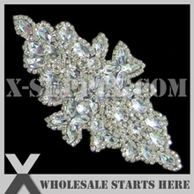 20 шт./лот) свадебные горный хрусталь аппликация железа на бисером патч для пользовательских свадебное платье украшения, x1-rat2179