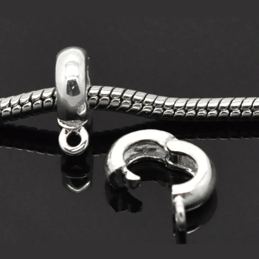 

Silver Plated Clip & Lock Bail Beads Fit European Charm 13x10mm,sold per packet of 10 2015 new