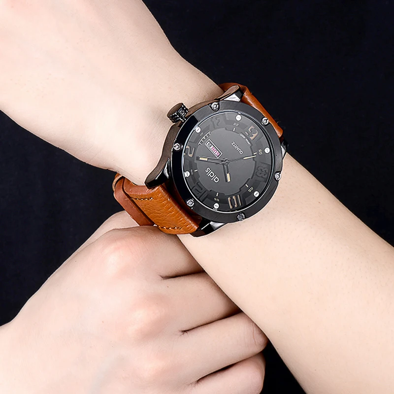 addies top fashion men business quartz leather band watch luxury waterproof wristwatch relogio masculino montre homme 
