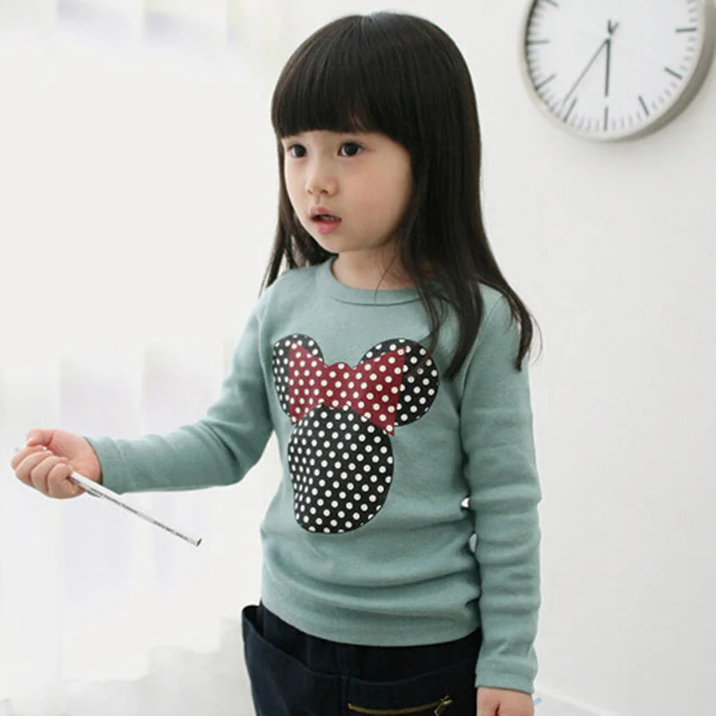 Long Sleeve T-shirt For Girls Toddler Kids Clothes Baby Girls Cartoon Print Mickey T shirts Casual Tops Tees Children's Clothing