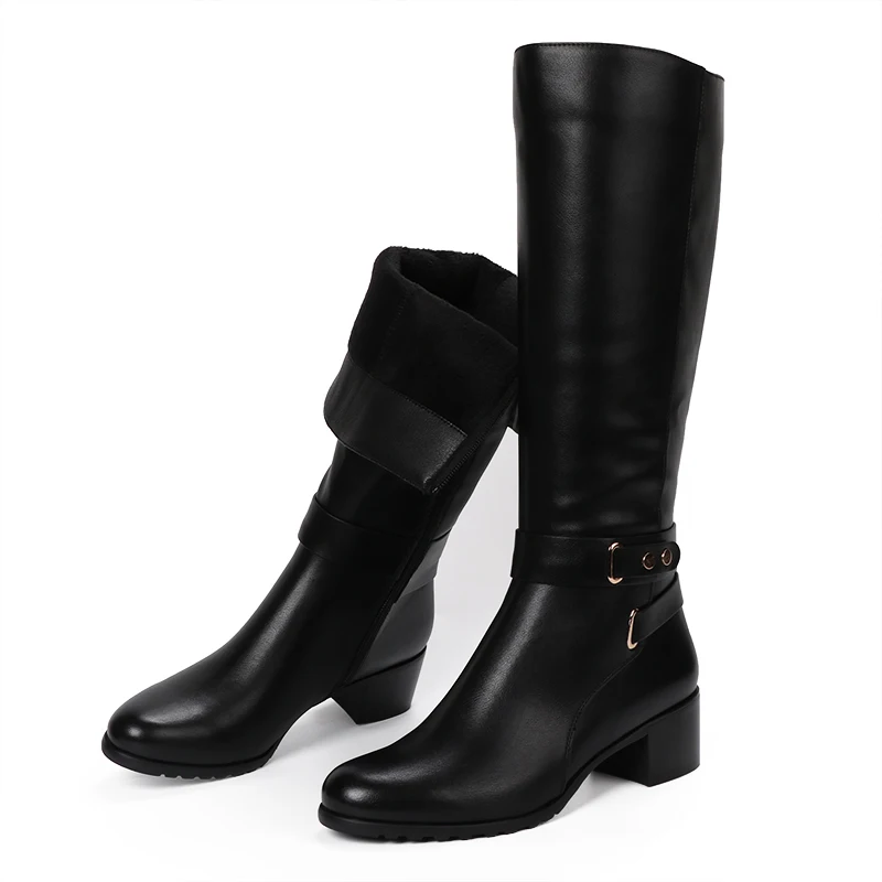 AIMEIGAO New 2017 Winter High Boots Round Toe knee High Boots Zipper Boots Winter Shoes For Women zapatos de mujer de moda