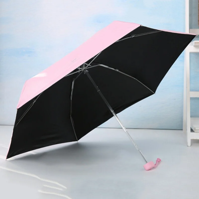 Small Fresh UV Protection Sun Shade Vinyl Umbrella Students Five