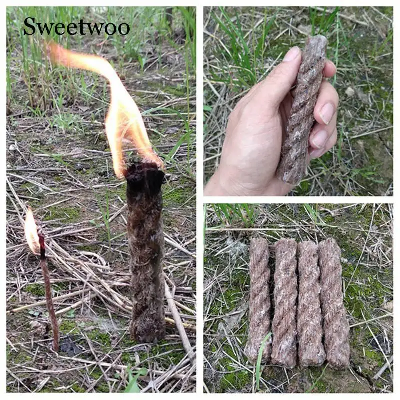 

4Pcs Outdoor Survival Camping Waterproof Fire Lighter Waxed Ropes Waxed Cord Cigarette Lighter