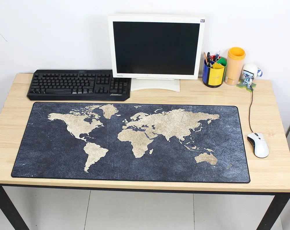 Gaming mousepad world map 900x400mm DIY XL Large mouse pad gamer with edge locking pc accessories laptop padmouse ergonomic mat
