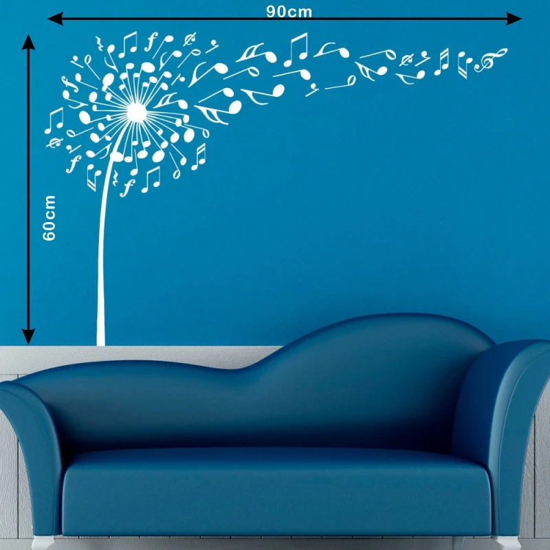Виниловые наклейки на стену с изображением музыкальных нот одуванчика дизайнерские фрески для украшения стен в спальню