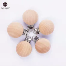 Let's make – attache tétine en bois d'érable pour bébé, 20 pièces, clips métalliques, anneau de dentition rond, perles de dentition