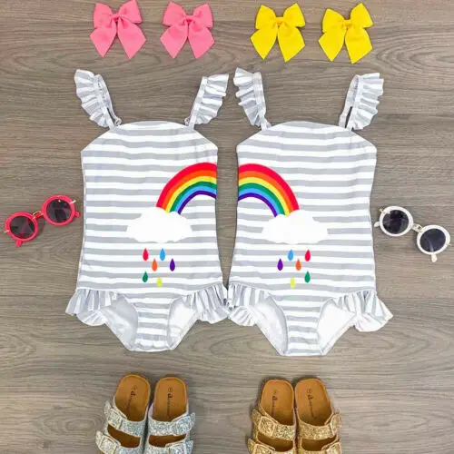 

Summer Toddler Kids Baby Girls Rainbow Bikini Set Swimwear Swimsuit Bathing Suit