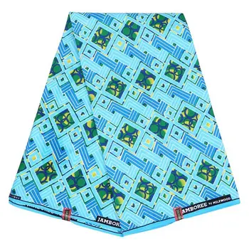 

6Yards Blue Printed Nigerian Batik Cloth Fabric Ghana Kente Wax Fabric For Dress Suit African Kente Prints Wax Fabric for Cloth