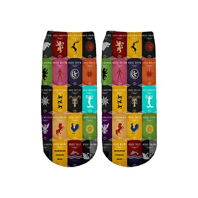 PLstar Cosmos Game of Thrones socks Summer Fashion 3D Cotton Socks Colorful Warm Short Ankle Socks high quality-2 - Цвет: 9