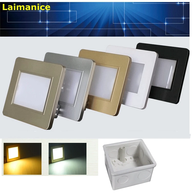 

10set/Lot Indoor Corner Light Radar Sensor human body induction intelligent Led Stair Steps Ladder Wall Lamp With 86 Bottom Box