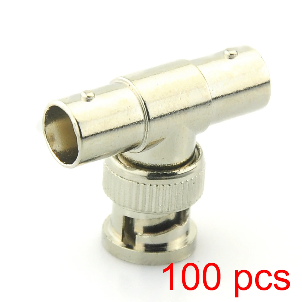 

100x BNC T Adapter Splitter Connector Coupler 1 Male to 2 Female CCTV Jack Plug