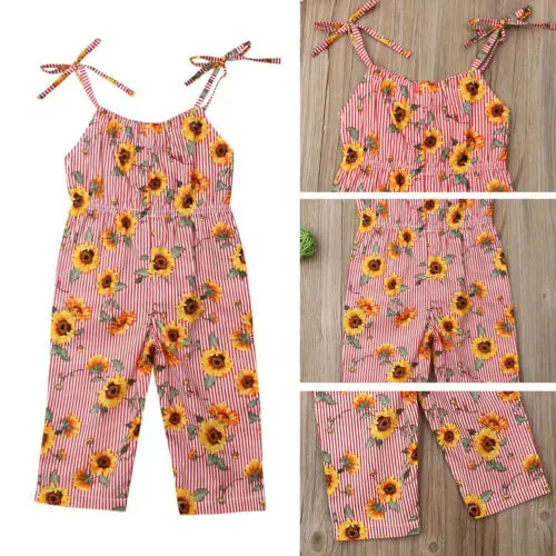 

Summer Toddler Kids Baby Girls Off Shoulder Sling Strap Striped Romper Overalls Jumpsuits Playsuit Shorts Holiday Outfit Clothes