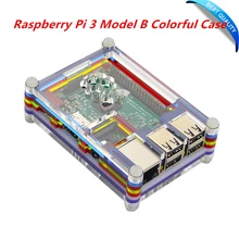 Raspberry Pi 3 Model B Colorful Case Rainbow Cover Transparent Shell Acrylic Enclosure Box Compatible GPIO TF card Interface